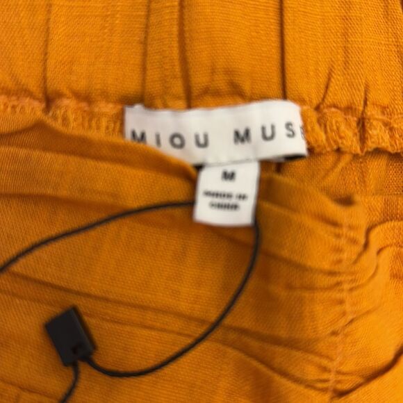 Miou Muse Linen Blend Wide Leg orange Rust Pants size Medium - Picture 12 of 13